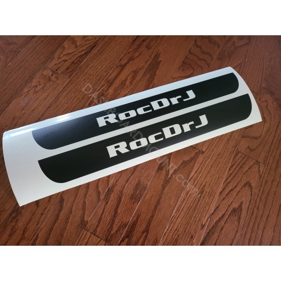 Door sill decals with custom name cut out 