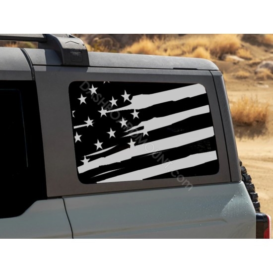 3rd Window Distressed American Flag for Ford Bronco 6G - V3