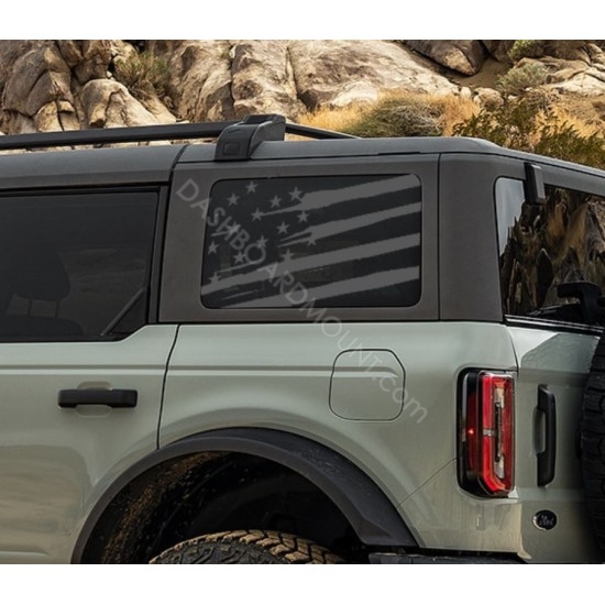 3rd Window Distressed American Flag for Ford Bronco 6G - V3
