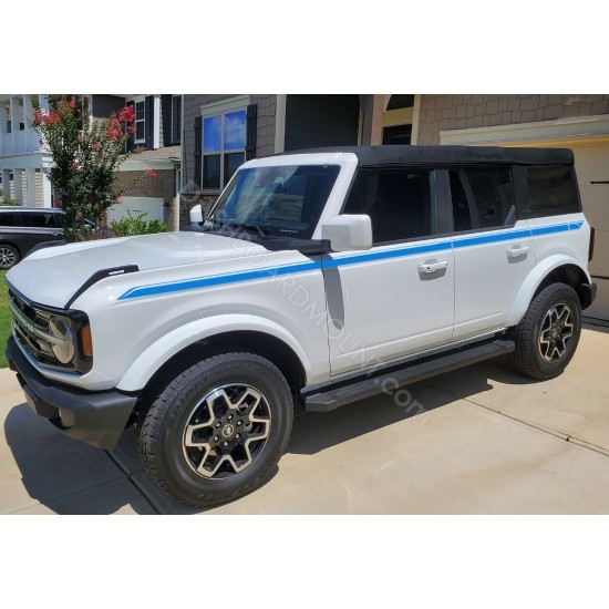 Long upper body door side stripes decals for Ford Bronco - lv1