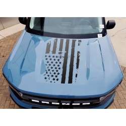 Distressed Hood USA Flag Overlay graphics for Ford Bronco Sport - V2