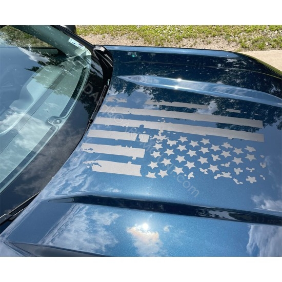 Distressed Hood USA Flag Overlay graphics for Ford Bronco Sport - V2