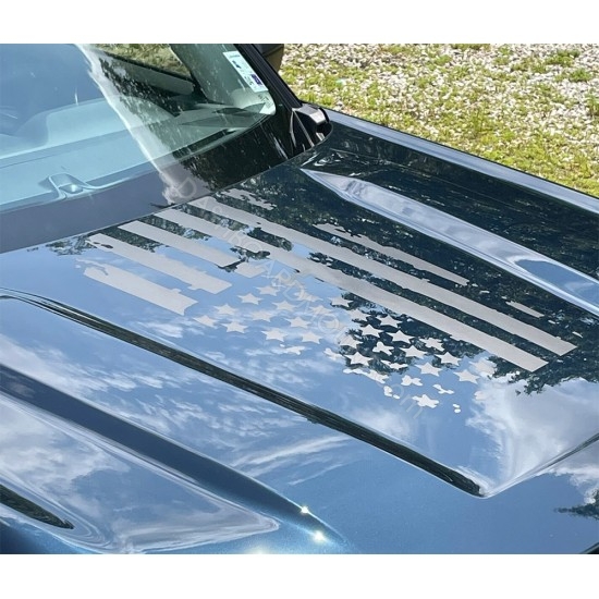 Distressed Hood USA Flag Overlay graphics for Ford Bronco Sport - V2
