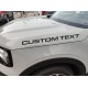 Custom Text fender hood letters for Any Ford Bronco Hood