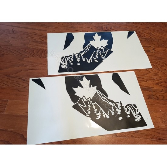 Canadian Flag + mountains for Ford Bronco Sport side Window Decal - v5