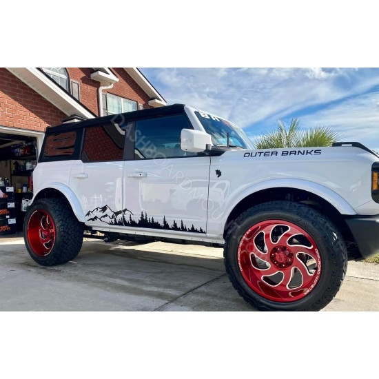 Mountain peaks and trees decal for Ford Bronco