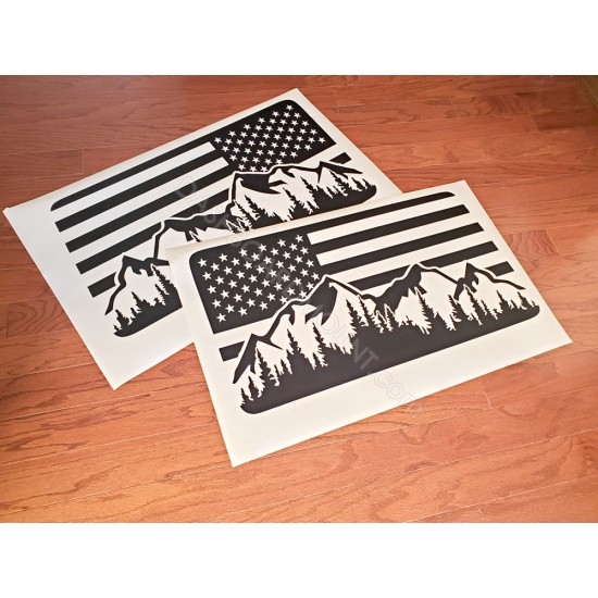 American Flag with mountains window decal for Ford Bronco V4