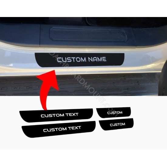 Door sill decals with custom name cut out 