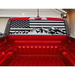 American Flag Mountain Rear window graphics Ford Maverick - v3
