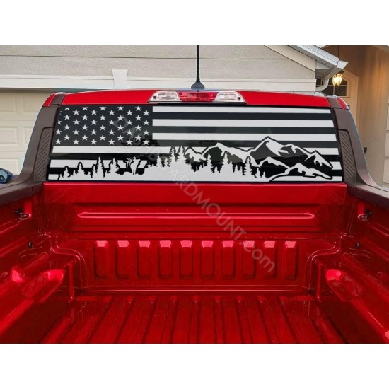 American Flag Mountain Rear window graphics Ford Maverick - v3