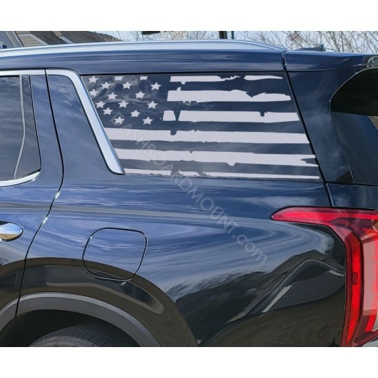 3rd Window Distressed American Flag vinyl graphics for Hyundai Palisade - V2