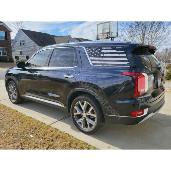 3rd Window Distressed American Flag vinyl graphics for Hyundai Palisade - V2