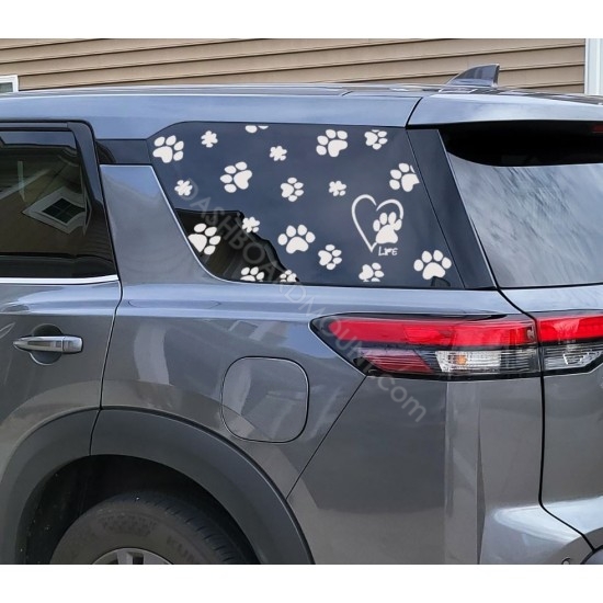 Paws print Dog pet life window decal for Nissan Pathfinder 