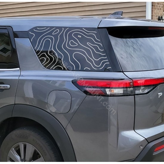 Topographical lines window decal for Nissan Pathfinder -v1