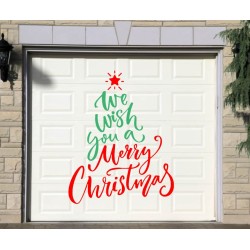 Merry Christmas tree sign garage door decal - V12