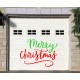 Merry Christmas sign, tree, flakes garage door decal - V9
