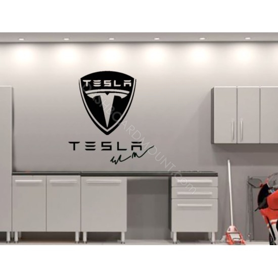 TESLA logo Garage Wall decal sign - v1
